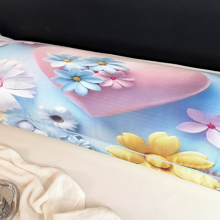 91家纺网 家纺一手货源 找家纺 云玲时尚 2025新款凉感高密冰丝印花枕套单品枕套枕套单件双人枕+内芯 倾心