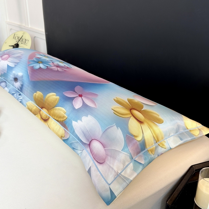 91家纺网 家纺一手货源 找家纺 云玲时尚 2025新款凉感高密冰丝印花枕套单品枕套枕套单件双人枕+内芯 倾心