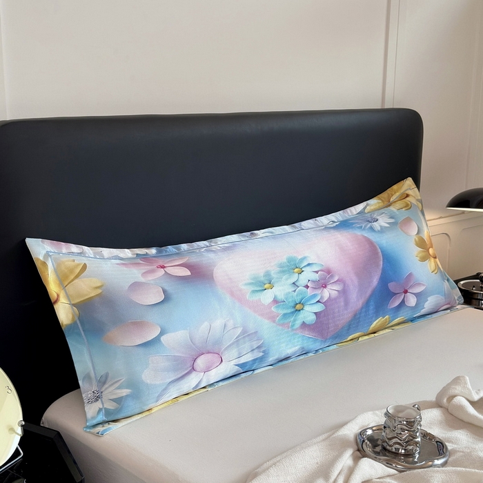 91家纺网 家纺一手货源 找家纺 云玲时尚 2025新款凉感高密冰丝印花枕套单品枕套枕套单件双人枕+内芯 倾心