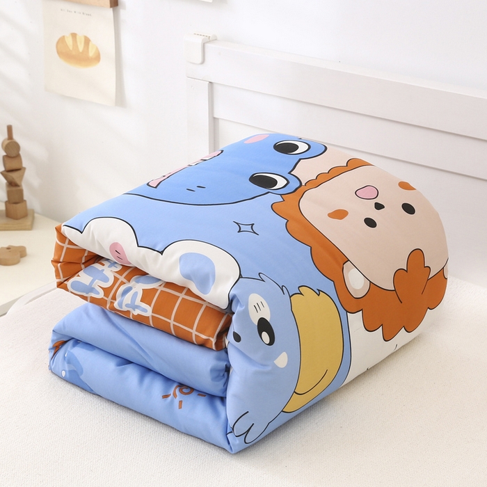 91家纺网 家纺一手货源 找家纺 2025年新款幼儿园全棉被子三件套宝宝入园纯棉六件套被褥午睡被套恐龙派对-蓝