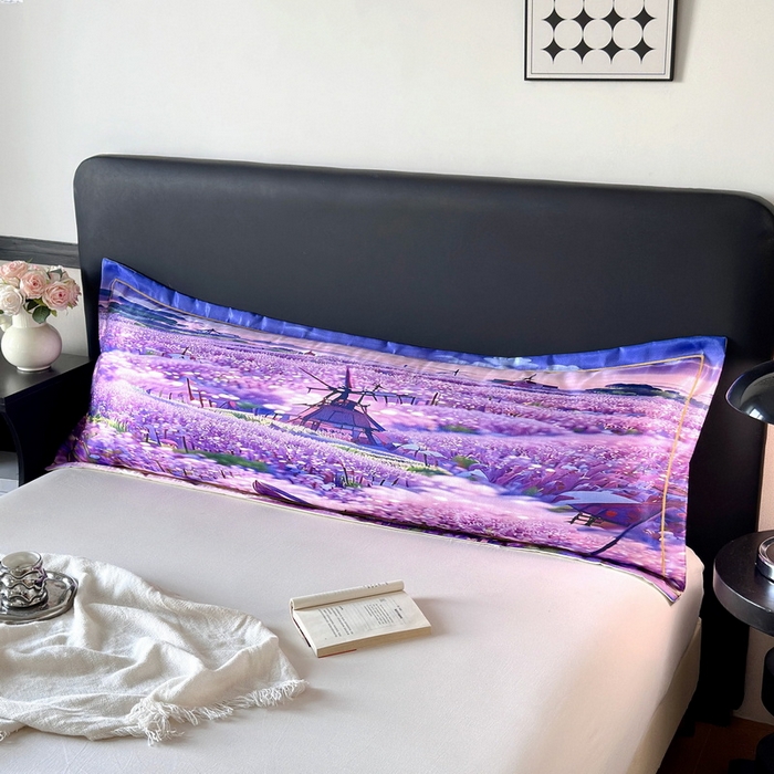 云玲时尚 2025新款凉感高密冰丝印花枕套单品枕套枕套单件双人枕+内芯 云栖花坞