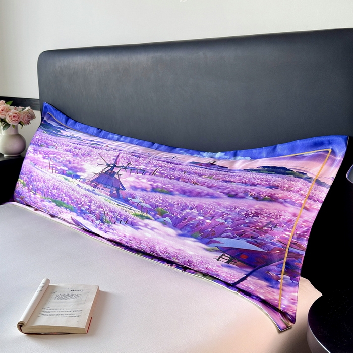 91家纺网 家纺一手货源 找家纺 云玲时尚 2025新款凉感高密冰丝印花枕套单品枕套枕套单件双人枕+内芯 云栖花坞