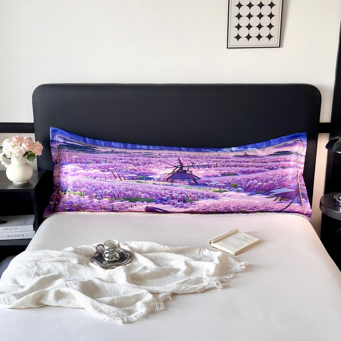 91家纺网 家纺一手货源 找家纺 云玲时尚 2025新款凉感高密冰丝印花枕套单品枕套枕套单件双人枕+内芯 云栖花坞