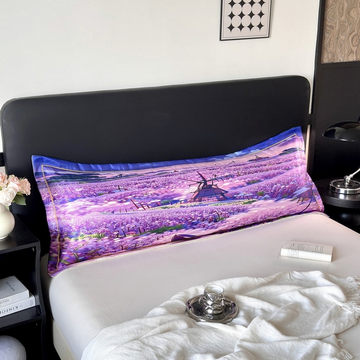 91家纺网 家纺一手货源 找家纺 云玲时尚 2025新款凉感高密冰丝印花枕套单品枕套枕套单件双人枕+内芯 云栖花坞