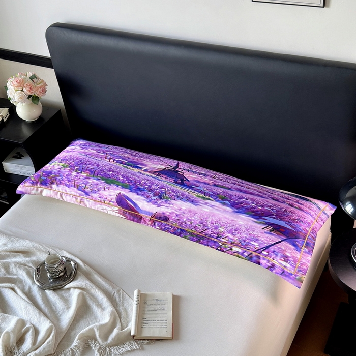 91家纺网 家纺一手货源 找家纺 云玲时尚 2025新款凉感高密冰丝印花枕套单品枕套枕套单件双人枕+内芯 云栖花坞