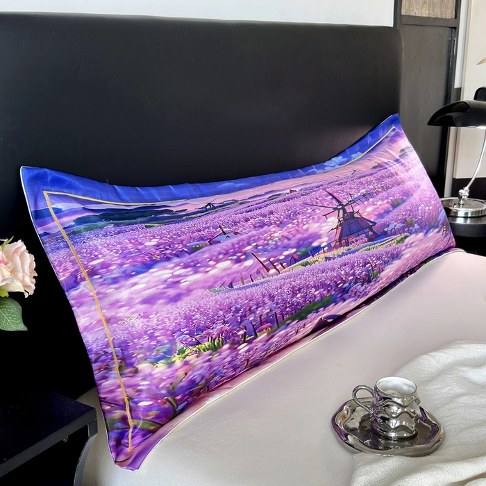 91家纺网 家纺一手货源 找家纺 云玲时尚 2025新款凉感高密冰丝印花枕套单品枕套枕套单件双人枕+内芯 云栖花坞