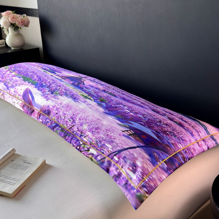 91家纺网 家纺一手货源 找家纺 云玲时尚 2025新款凉感高密冰丝印花枕套单品枕套枕套单件双人枕+内芯 云栖花坞