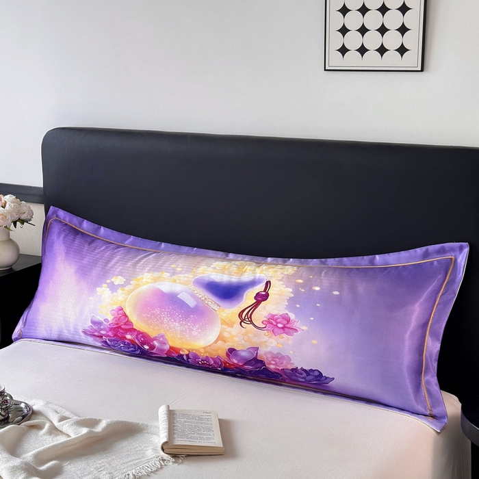 云玲时尚 2025新款凉感高密冰丝印花枕套单品枕套枕套单件双人枕+内芯 珠光梦境