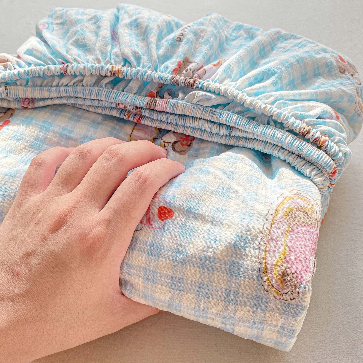 91家纺网 家纺一手货源 找家纺 眠势力 2025新款云感双层纱四件套床单款床笠款ins奶油风云感超柔 淘气狗