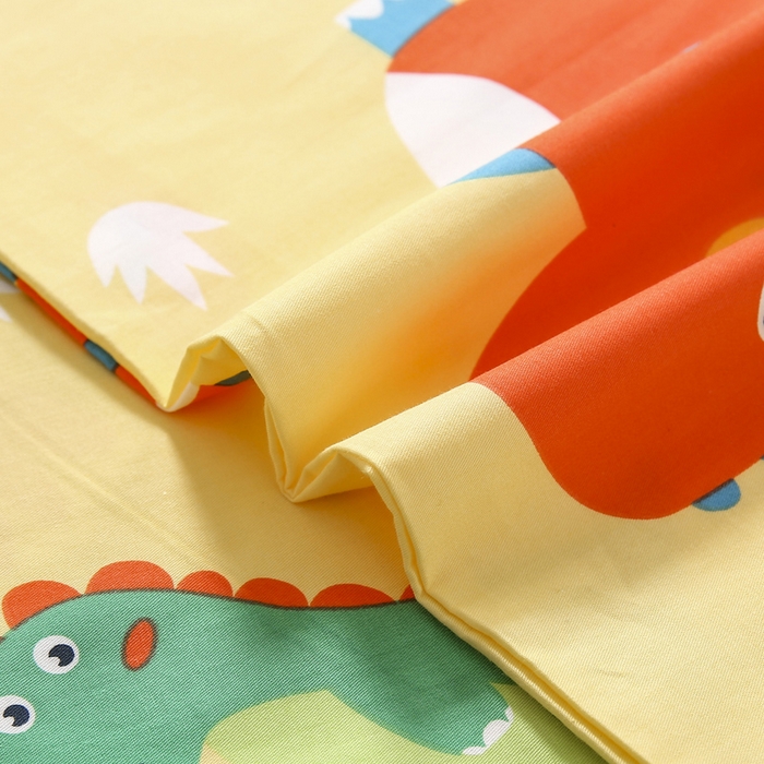 91家纺网 家纺一手货源 找家纺 2025年新款幼儿园全棉被子三件套宝宝入园纯棉六件套被褥午睡被套恐龙兄弟-黄