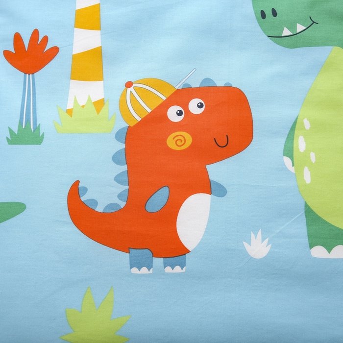 91家纺网 家纺一手货源 找家纺 2025年新款幼儿园全棉被子三件套宝宝入园纯棉六件套被褥午睡被套恐龙兄弟-蓝