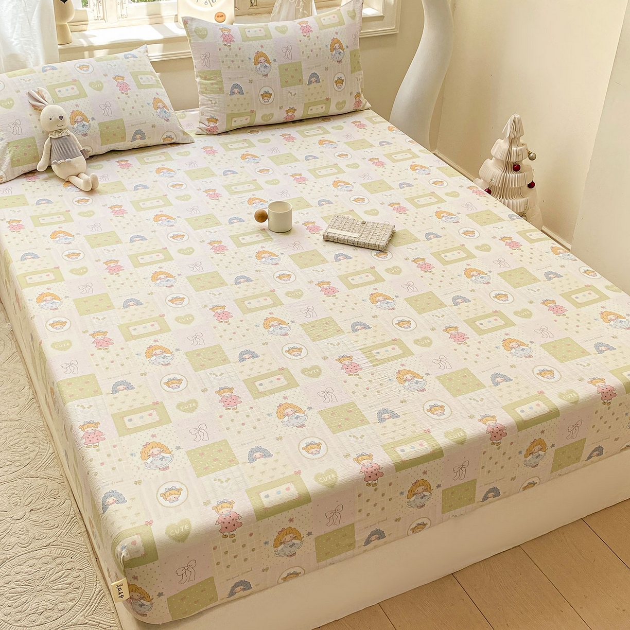 91家纺网 家纺一手货源 找家纺 眠势力 2025新款云感双层纱四件套床单款床笠款ins奶油风云感超柔 小公举