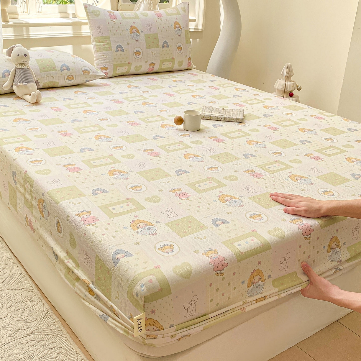 91家纺网 家纺一手货源 找家纺 眠势力 2025新款云感双层纱四件套床单款床笠款ins奶油风云感超柔 小公举