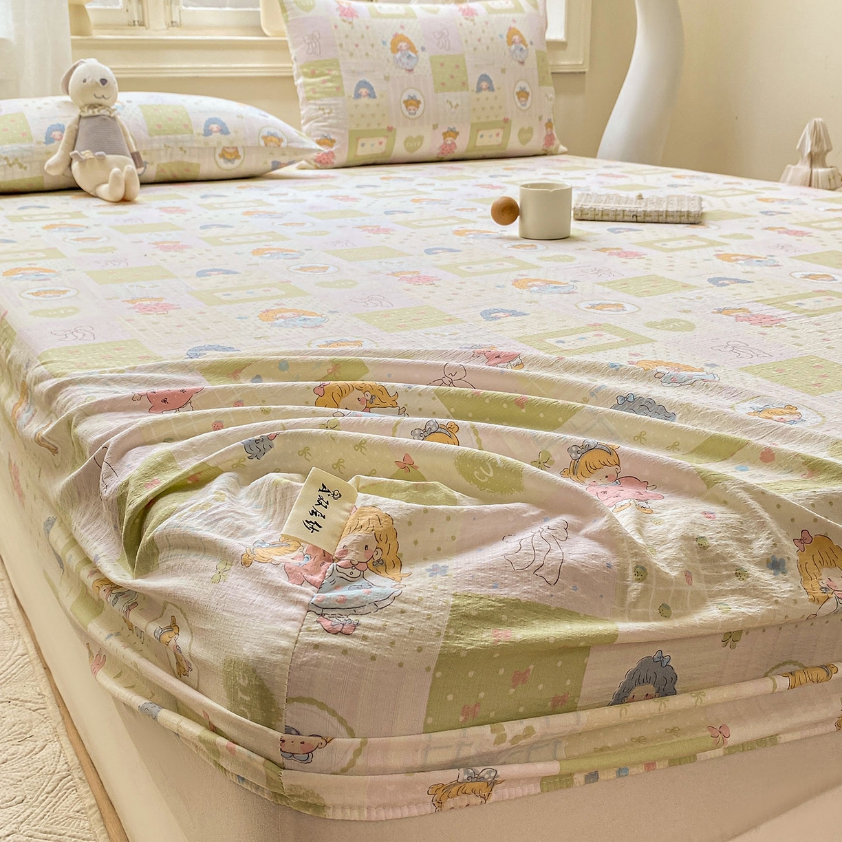 91家纺网 家纺一手货源 找家纺 眠势力 2025新款云感双层纱四件套床单款床笠款ins奶油风云感超柔 小公举