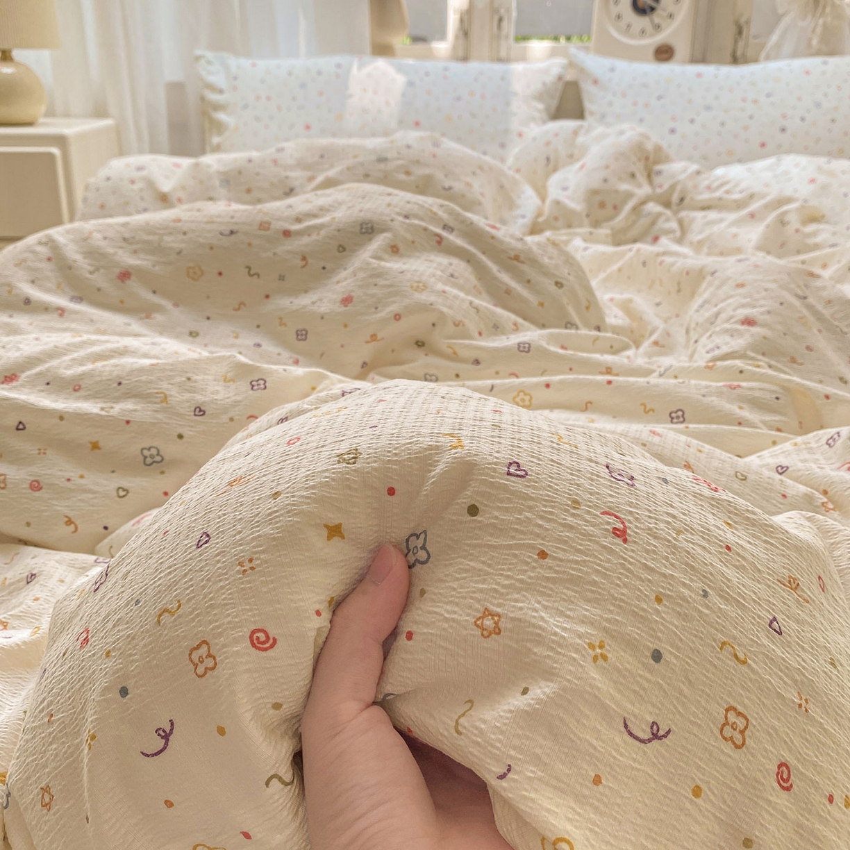 眠势力 2025新款云感双层纱四件套床单款床笠款ins奶油风云感超柔 小美好