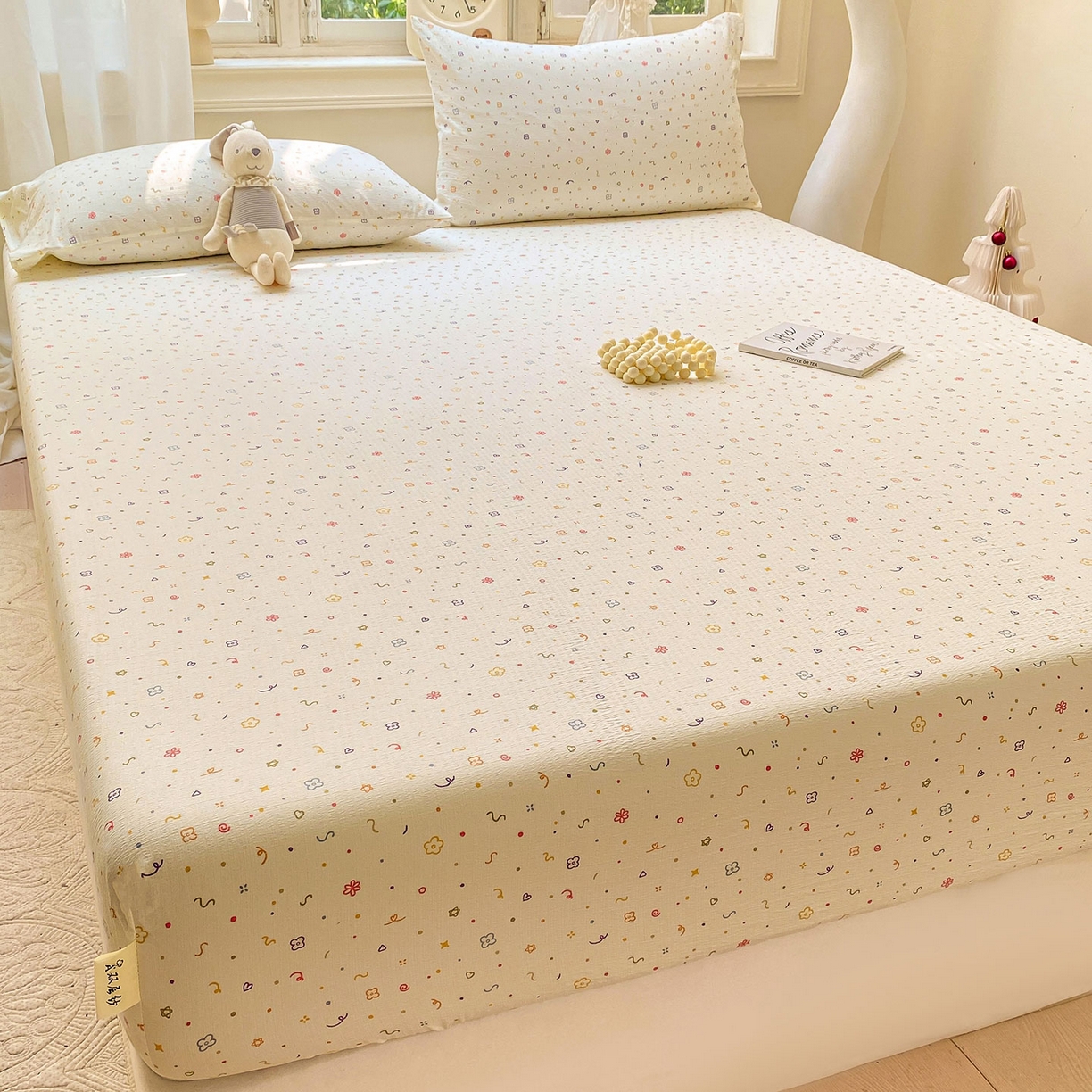 91家纺网 家纺一手货源 找家纺 眠势力 2025新款云感双层纱四件套床单款床笠款ins奶油风云感超柔 小美好