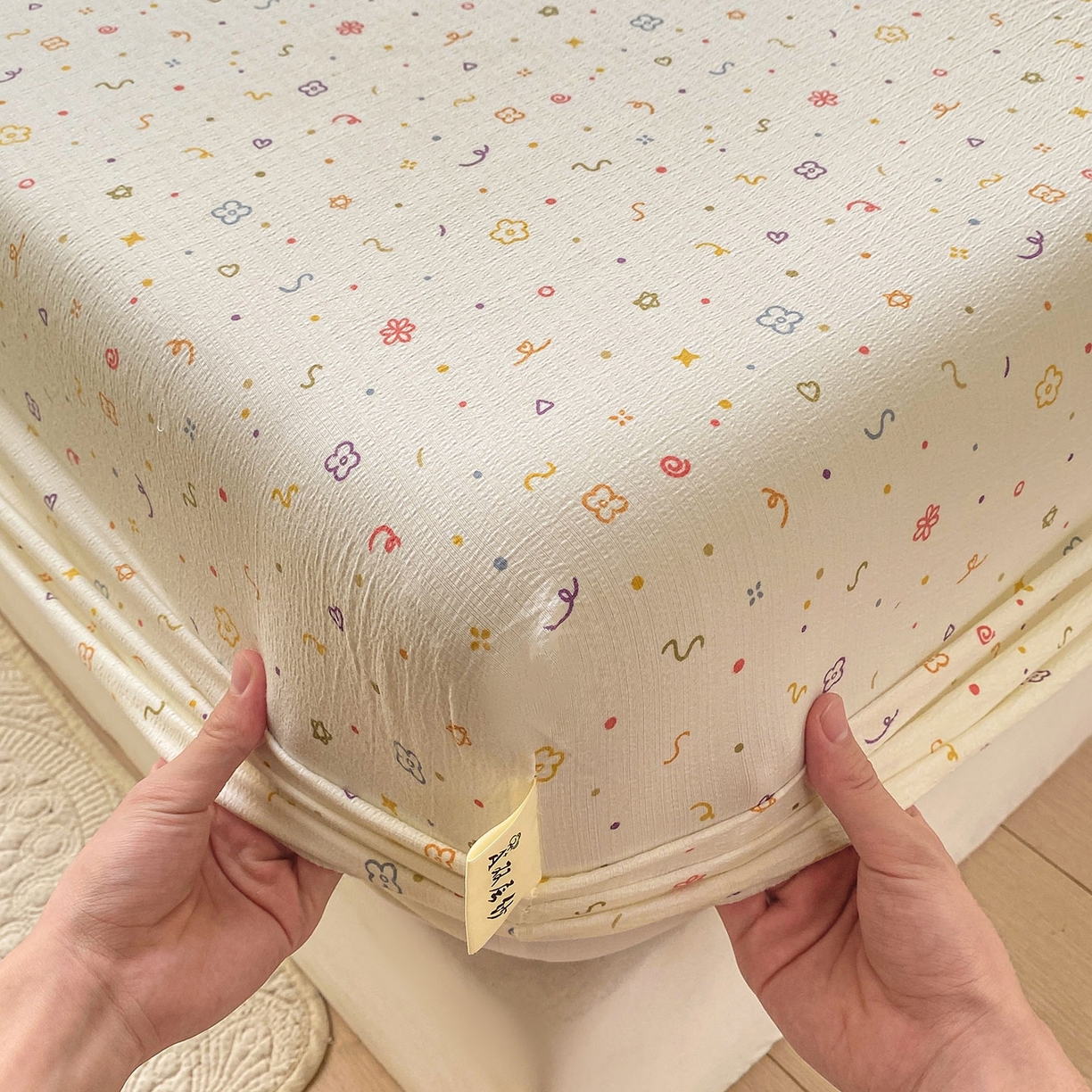 91家纺网 家纺一手货源 找家纺 眠势力 2025新款云感双层纱四件套床单款床笠款ins奶油风云感超柔 小美好