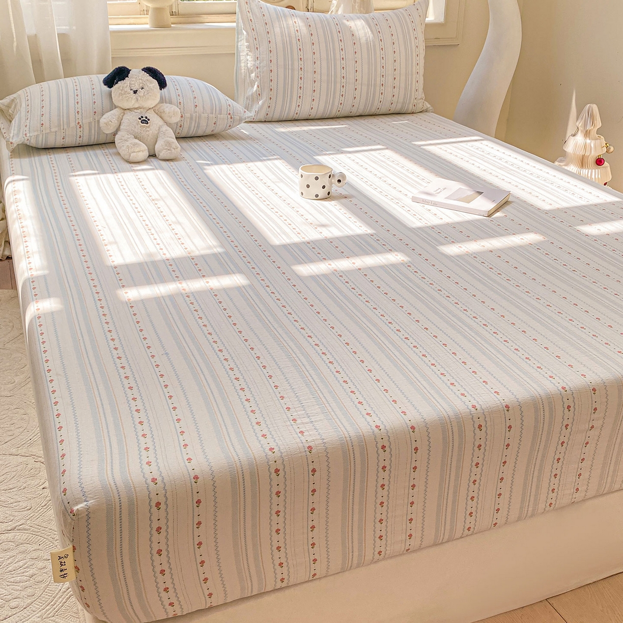 91家纺网 家纺一手货源 找家纺 眠势力 2025新款云感双层纱四件套床单款床笠款ins奶油风云感超柔 一路生花