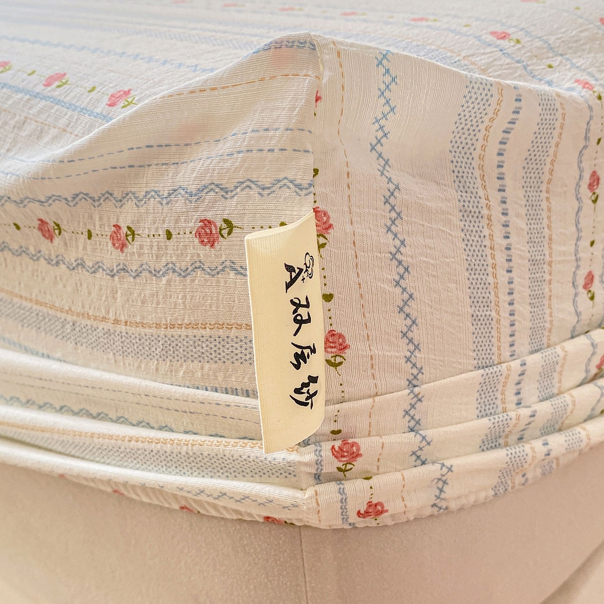 91家纺网 家纺一手货源 找家纺 眠势力 2025新款云感双层纱四件套床单款床笠款ins奶油风云感超柔 一路生花