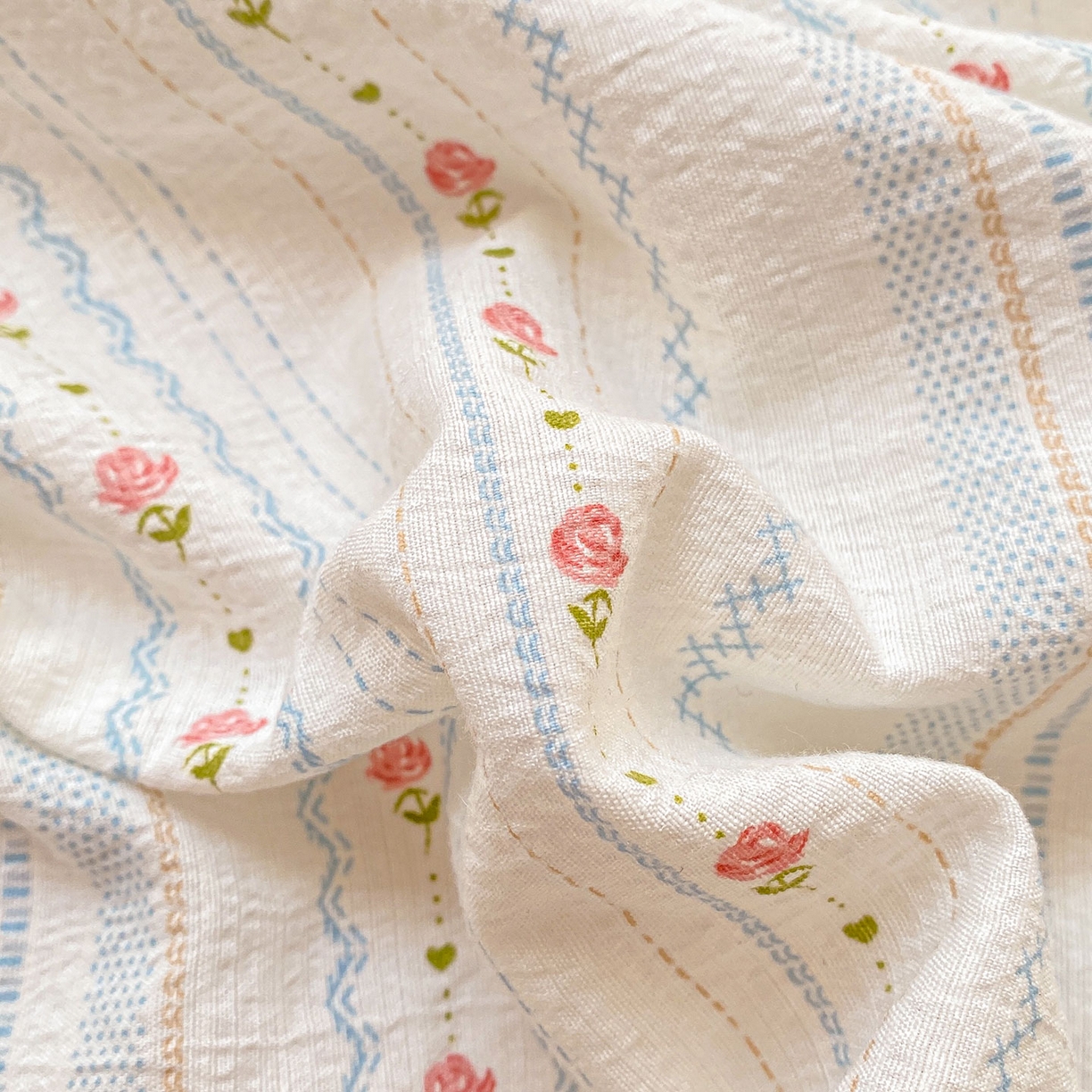 91家纺网 家纺一手货源 找家纺 眠势力 2025新款云感双层纱四件套床单款床笠款ins奶油风云感超柔 一路生花