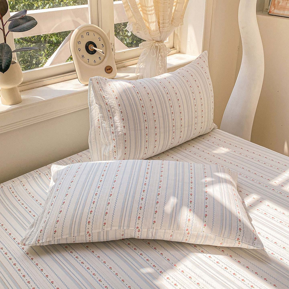 91家纺网 家纺一手货源 找家纺 眠势力 2025新款云感双层纱四件套床单款床笠款ins奶油风云感超柔 一路生花