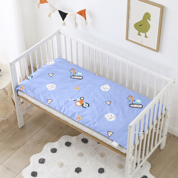 91家纺网 家纺一手货源 找家纺 2025年新款幼儿园全棉被子三件套宝宝入园纯棉六件套被褥午睡被套快乐工程车