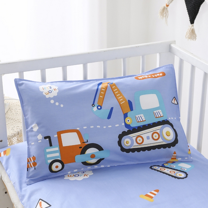 91家纺网 家纺一手货源 找家纺 2025年新款幼儿园全棉被子三件套宝宝入园纯棉六件套被褥午睡被套快乐工程车