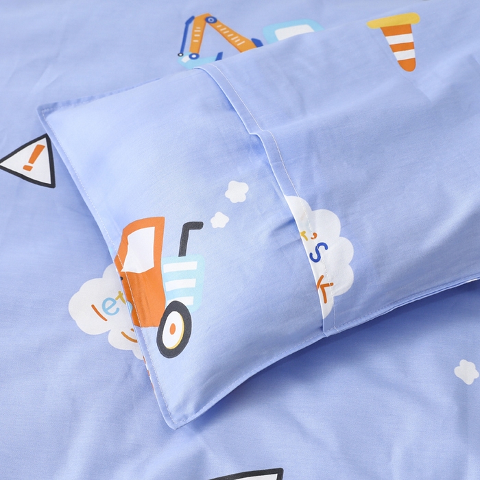 91家纺网 家纺一手货源 找家纺 2025年新款幼儿园全棉被子三件套宝宝入园纯棉六件套被褥午睡被套快乐工程车