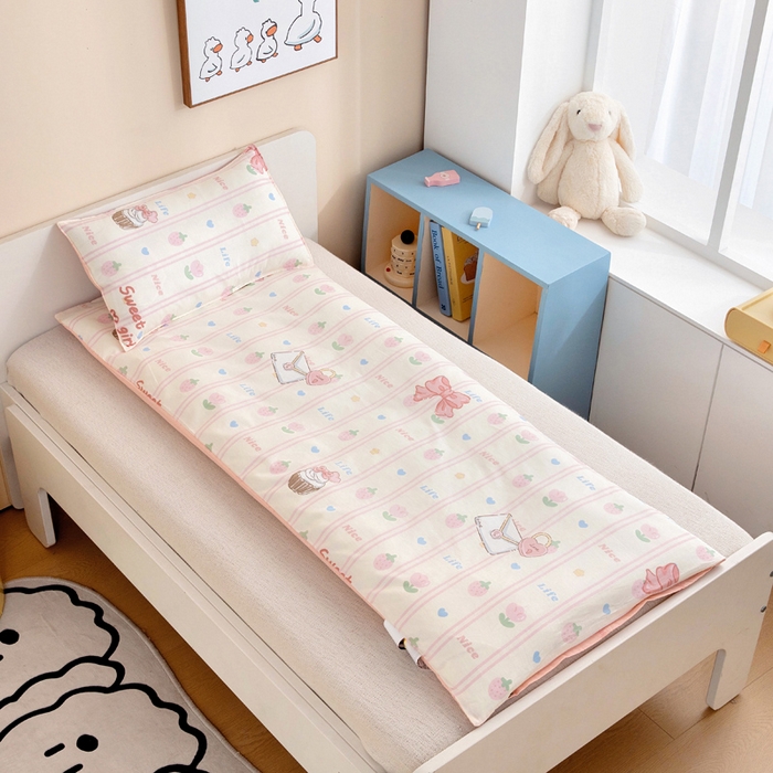 91家纺网 家纺一手货源 找家纺 2025年新款幼儿园全棉被子三件套宝宝入园纯棉六件套被褥午睡被套邻家女孩