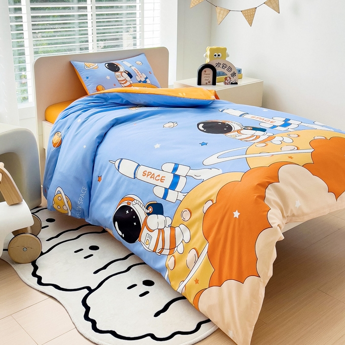 91家纺网 家纺一手货源 找家纺 2025年新款幼儿园全棉被子三件套宝宝入园纯棉六件套被褥午睡被套领航员