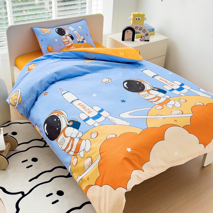 91家纺网 家纺一手货源 找家纺 2025年新款幼儿园全棉被子三件套宝宝入园纯棉六件套被褥午睡被套领航员