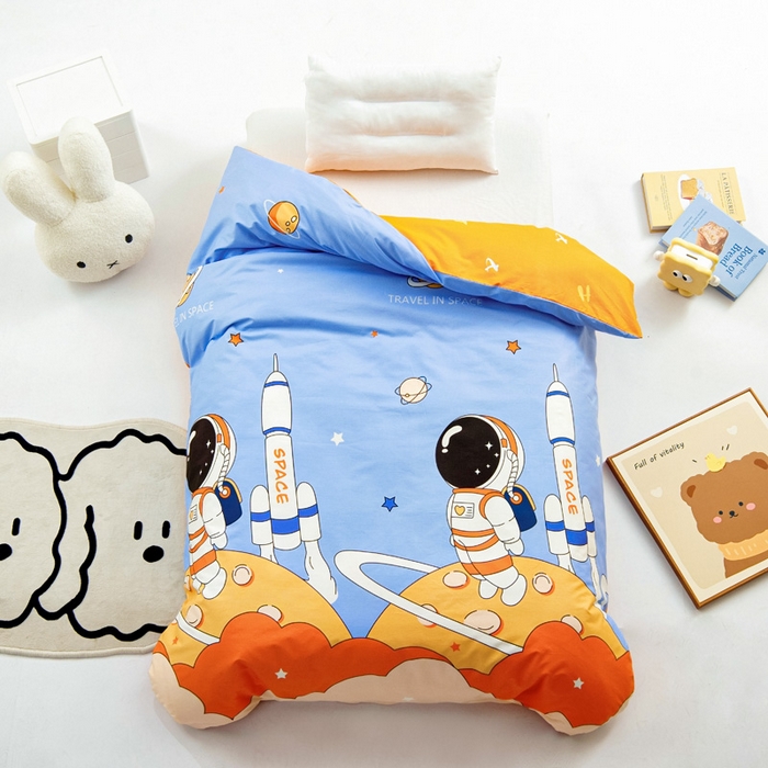 91家纺网 家纺一手货源 找家纺 2025年新款幼儿园全棉被子三件套宝宝入园纯棉六件套被褥午睡被套领航员