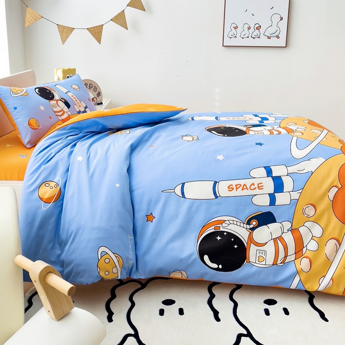 91家纺网 家纺一手货源 找家纺 2025年新款幼儿园全棉被子三件套宝宝入园纯棉六件套被褥午睡被套领航员