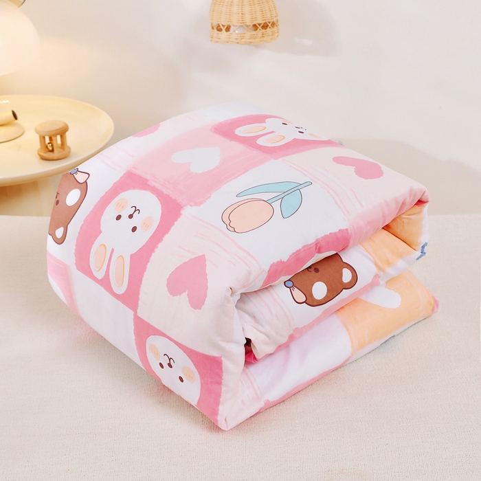 91家纺网 家纺一手货源 找家纺 2025年新款幼儿园全棉被子三件套宝宝入园纯棉六件套被褥午睡被套奶油兔