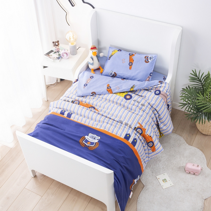 91家纺网 家纺一手货源 找家纺 2025年新款幼儿园全棉被子三件套宝宝入园纯棉六件套被褥午睡被套跑车时代