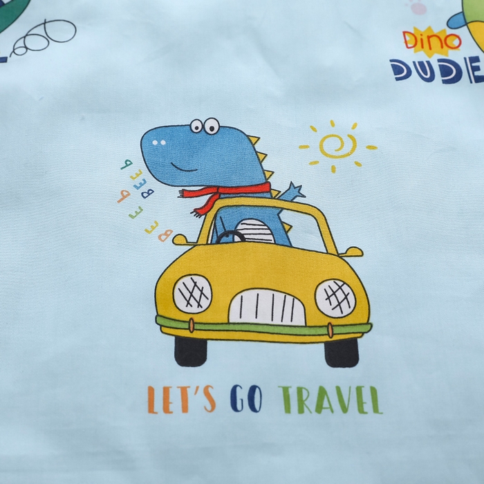 91家纺网 家纺一手货源 找家纺 2025年新款幼儿园全棉被子三件套宝宝入园纯棉六件套被褥午睡被套七彩恐龙-蓝