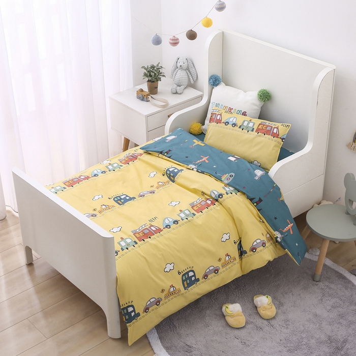 91家纺网 家纺一手货源 找家纺 2025年新款幼儿园全棉被子三件套宝宝入园纯棉六件套被褥午睡被套汽车乐园