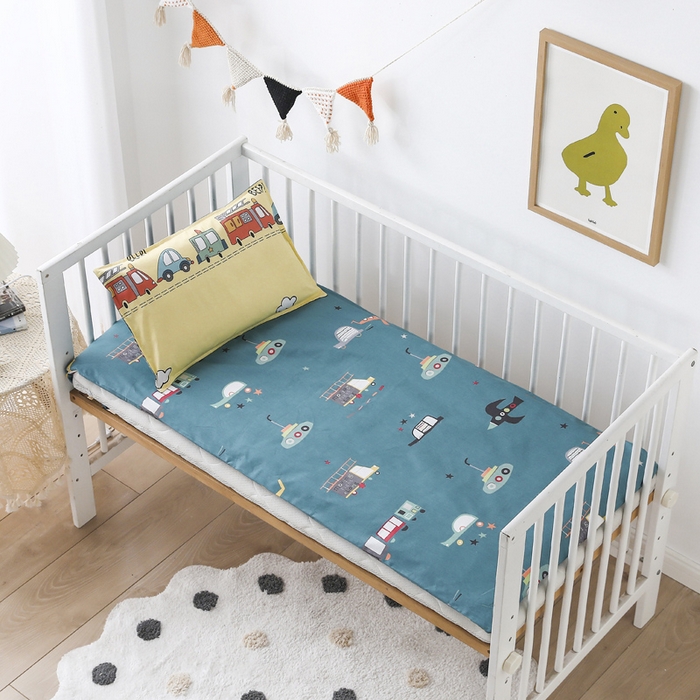 91家纺网 家纺一手货源 找家纺 2025年新款幼儿园全棉被子三件套宝宝入园纯棉六件套被褥午睡被套汽车乐园