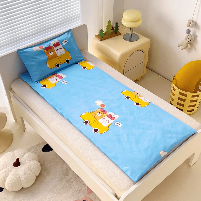 91家纺网 家纺一手货源 找家纺 2025年新款幼儿园全棉被子三件套宝宝入园纯棉六件套被褥午睡被套汽车小熊