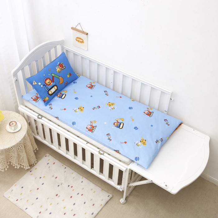 91家纺网 家纺一手货源 找家纺 2025年新款幼儿园全棉被子三件套宝宝入园纯棉六件套被褥午睡被套狮子挖机