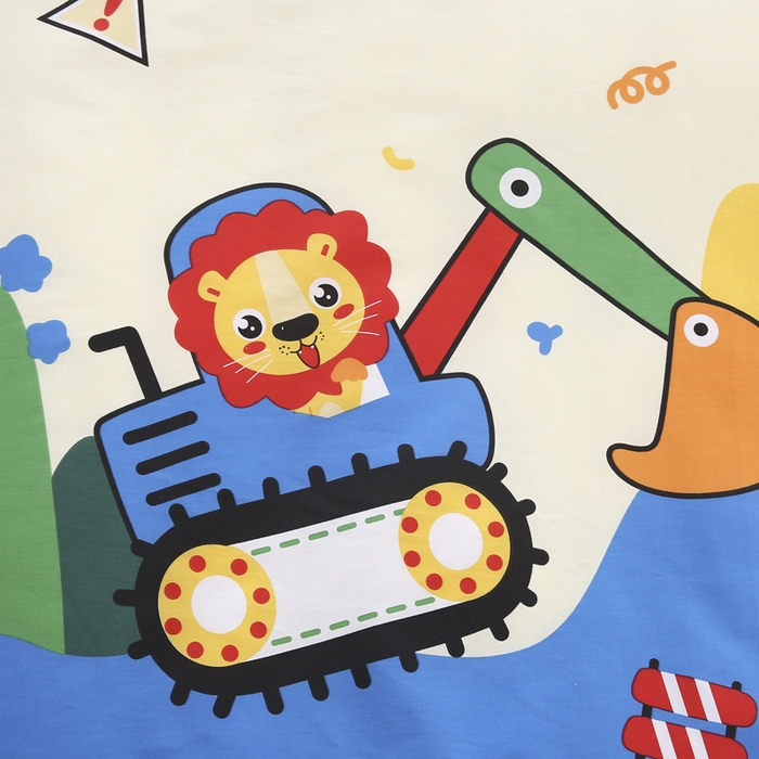 91家纺网 家纺一手货源 找家纺 2025年新款幼儿园全棉被子三件套宝宝入园纯棉六件套被褥午睡被套狮子挖机