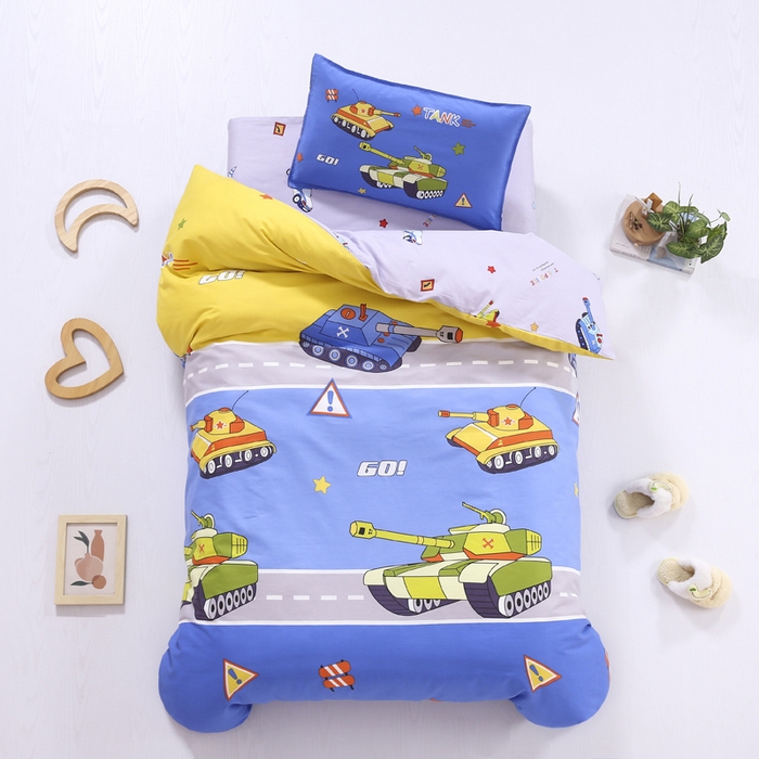 91家纺网 家纺一手货源 找家纺 2025年新款幼儿园全棉被子三件套宝宝入园纯棉六件套被褥午睡被套塔克大战