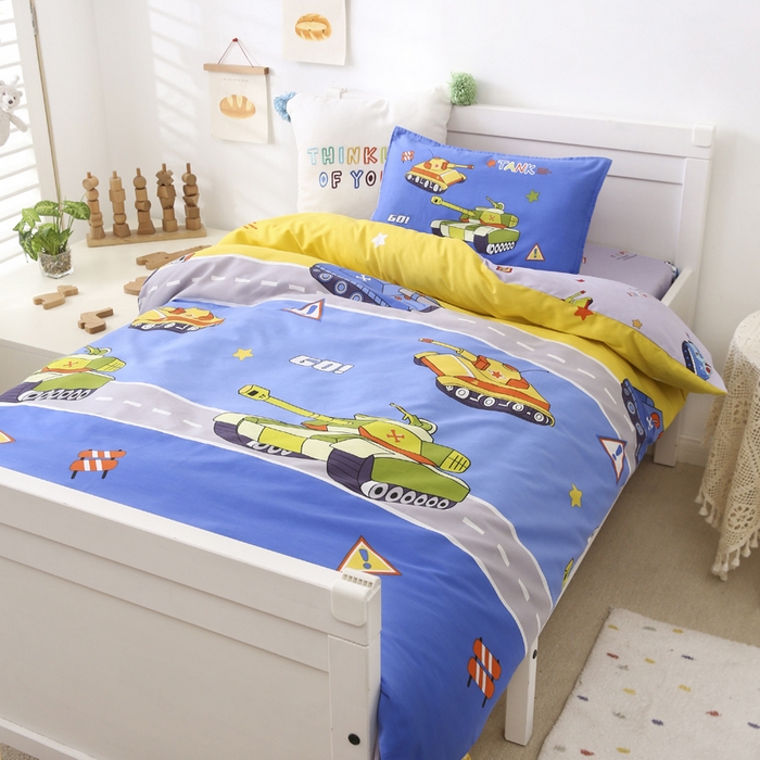 91家纺网 家纺一手货源 找家纺 2025年新款幼儿园全棉被子三件套宝宝入园纯棉六件套被褥午睡被套塔克大战