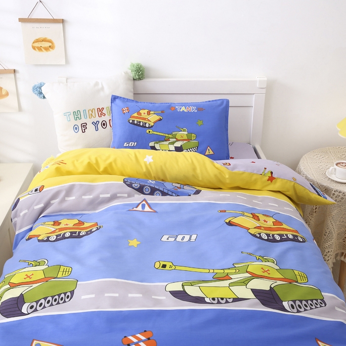 91家纺网 家纺一手货源 找家纺 2025年新款幼儿园全棉被子三件套宝宝入园纯棉六件套被褥午睡被套塔克大战