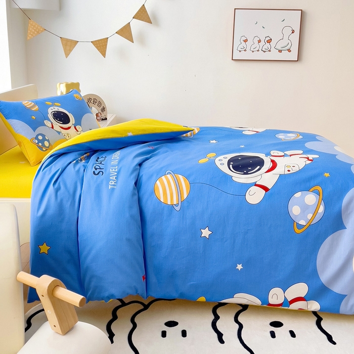 91家纺网 家纺一手货源 找家纺 2025年新款幼儿园全棉被子三件套宝宝入园纯棉六件套被褥午睡被套太空飞行