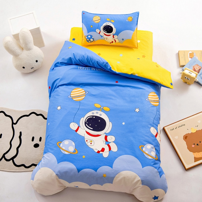 91家纺网 家纺一手货源 找家纺 2025年新款幼儿园全棉被子三件套宝宝入园纯棉六件套被褥午睡被套太空飞行