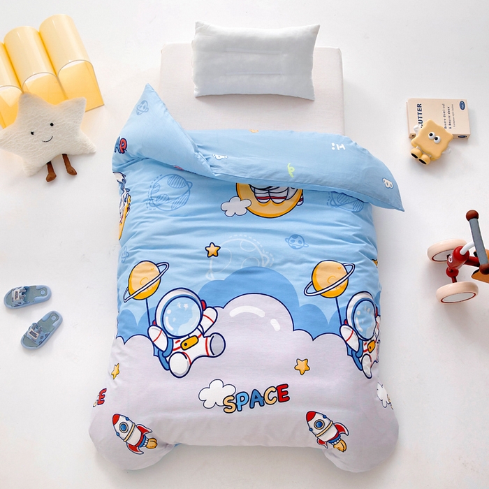 91家纺网 家纺一手货源 找家纺 2025年新款幼儿园全棉被子三件套宝宝入园纯棉六件套被褥午睡被套太空旅行