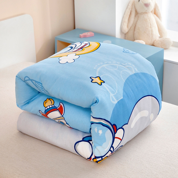 91家纺网 家纺一手货源 找家纺 2025年新款幼儿园全棉被子三件套宝宝入园纯棉六件套被褥午睡被套太空旅行