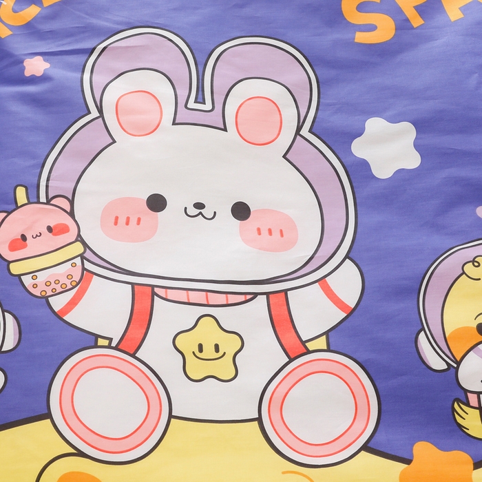 91家纺网 家纺一手货源 找家纺 2025年新款幼儿园全棉被子三件套宝宝入园纯棉六件套被褥午睡被套太空兔