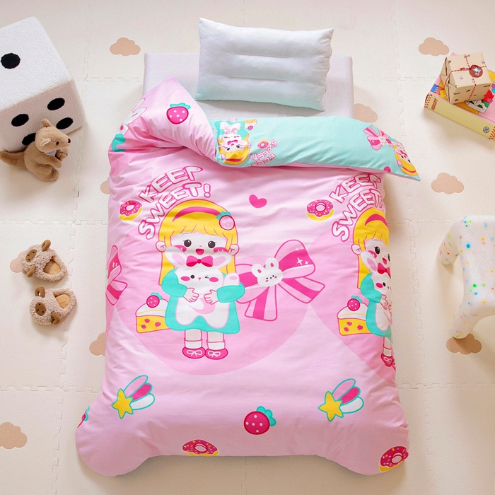 91家纺网 家纺一手货源 找家纺 2025年新款幼儿园全棉被子三件套宝宝入园纯棉六件套被褥午睡被套甜心女孩